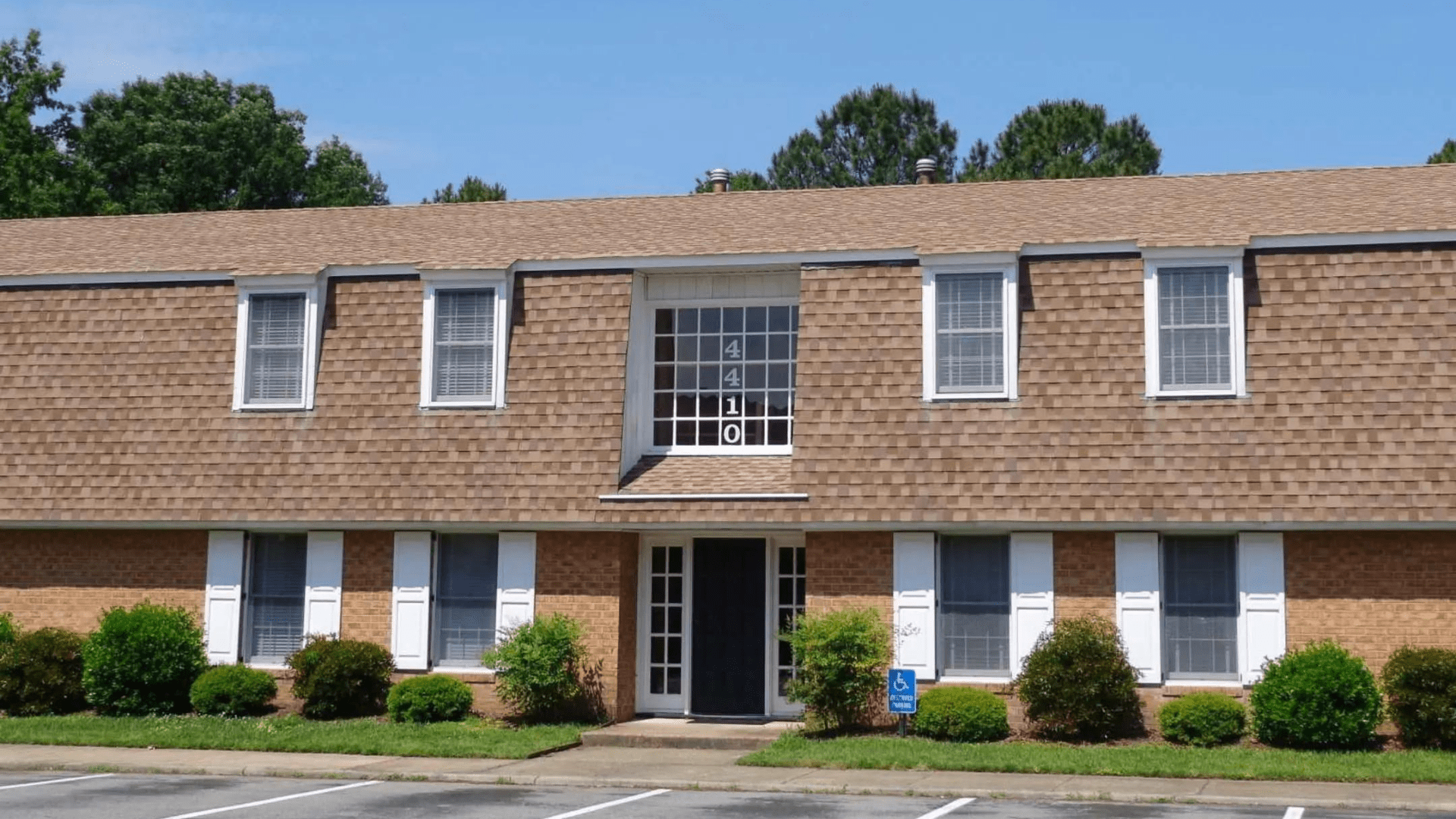 Brown brick office building